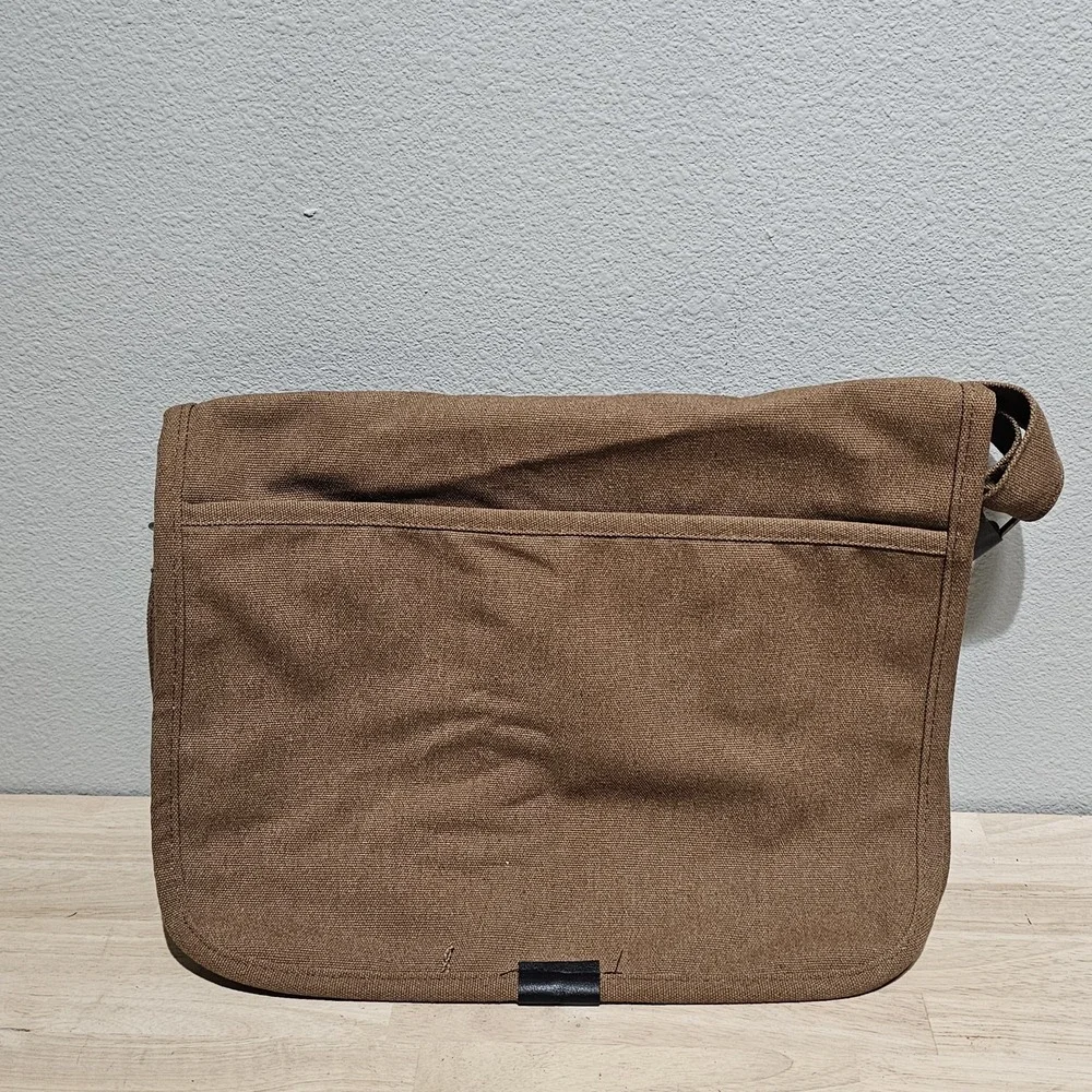 Canvas Brown And Black Messenger Bag With Magnetic Straps